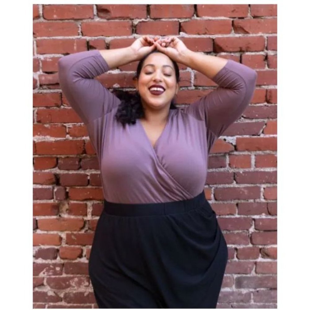 NWT Ryllace Black Gathered Faux Wrap Skirt Size 2X Plus